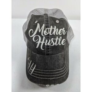 Mother Hustle Grey Black Adjustable Hat Cap  Retro Mesh